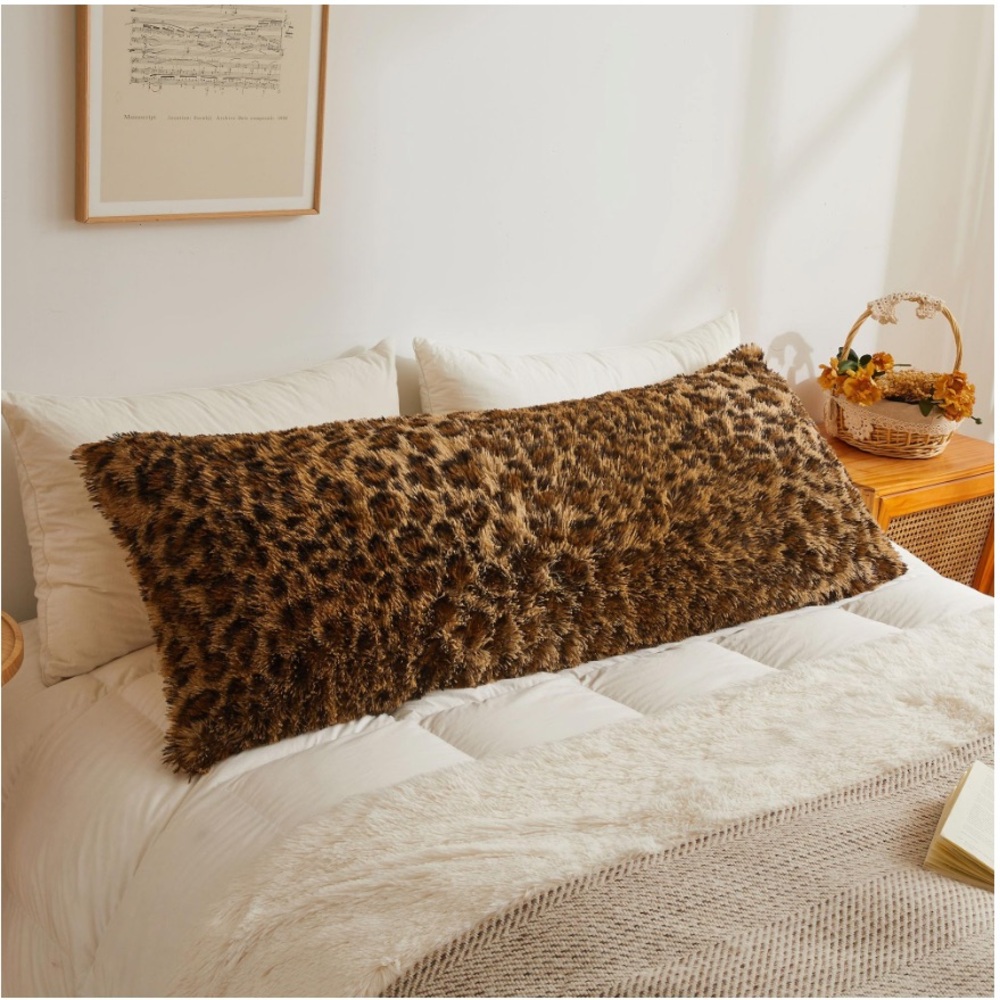 FLUFFY Leopard Print Body Pillow Cover - Picture 3 of 6